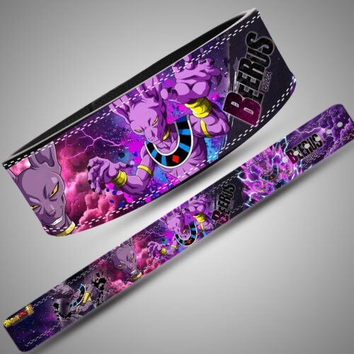 Beerus God of Destruction weightlifting belt design and printed strap details