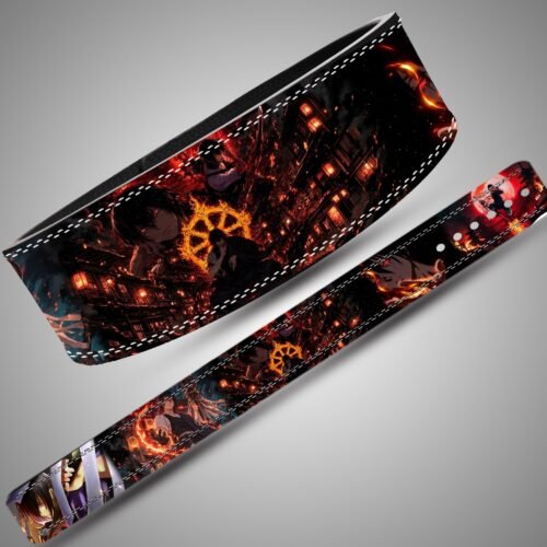 Benimaru Shinmon Asakusa weightlifting belt design and printed strap details