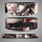Berserk Guts Dragonslayer Manga weightlifting belt showing the rear artwork, lever closure and full manga strap layout