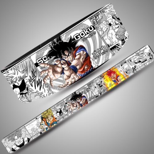 Goku Manga Transformations weightlifting lever belt, full design showing black, white, orange and yellow artwork