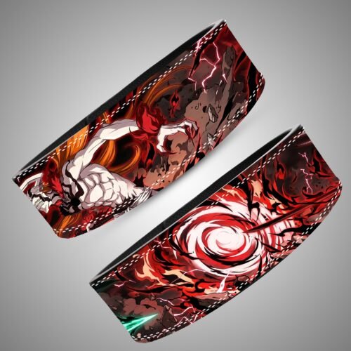 Ichigo Hollow Transformation weightlifting belt design and printed strap details