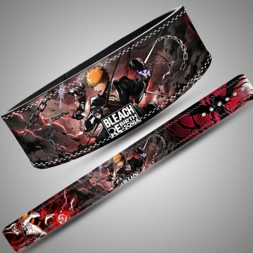 Angled views of the Ichigo Soul Reaper Battle lifting belt artwork