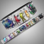 One Piece Manga Collage weightlifting lever belt, angled view showing white, black and multicolor artwork