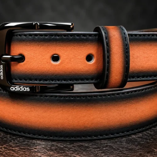 Cognac Tan pant belt with black buckle and stitched edges