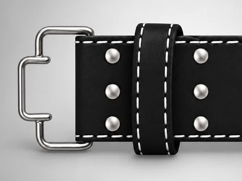 Quick-release buckle on a black leather weightlifting belt