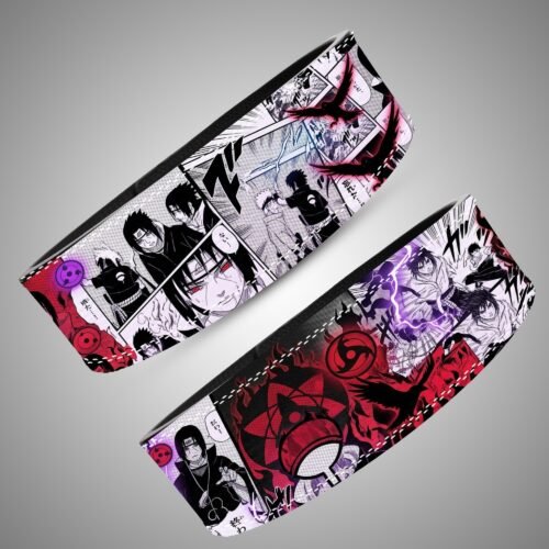 Sasuke Uchiha Sharingan weightlifting belt design and printed strap details