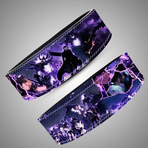 Sung Jinwoo Shadow Army weightlifting belt design and printed strap details